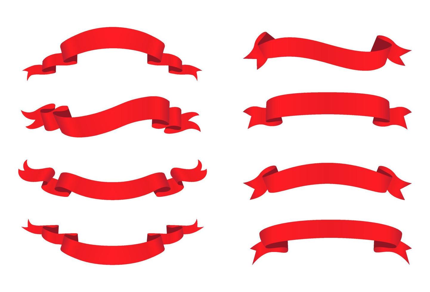 Set of red ribbon banners. vector