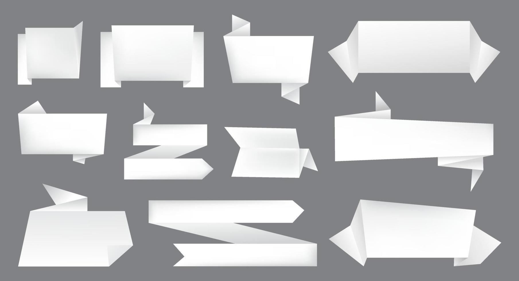 conjunto de pancartas de papel de origami blanco. vector