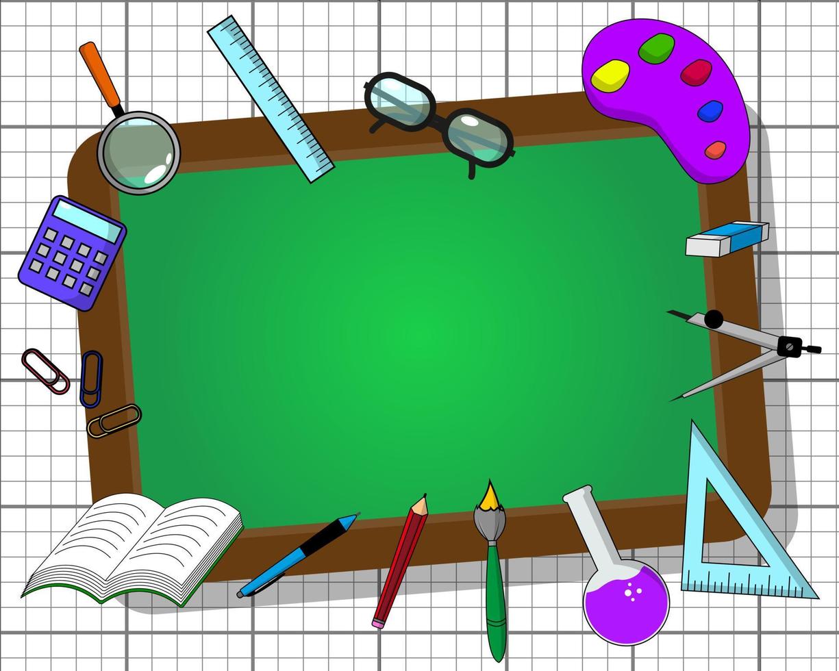 copy space back to school or collage with school tools and board vector