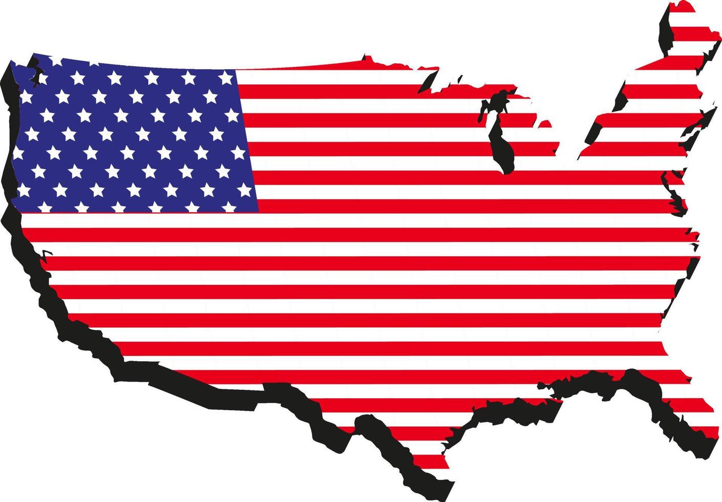 3d isometric USA flag in america map vector