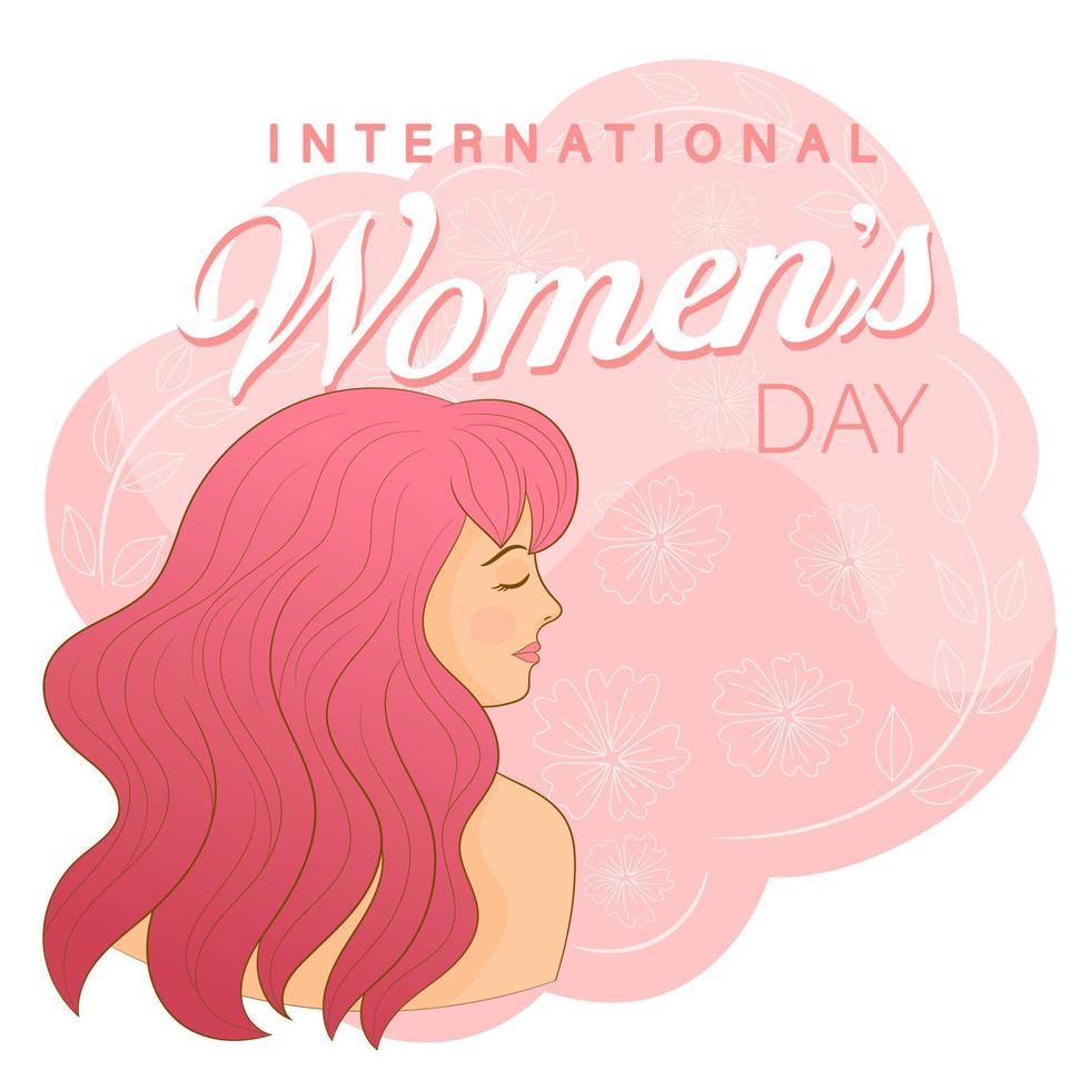 International Women's Day 8 march with frame of flower and leaves vector