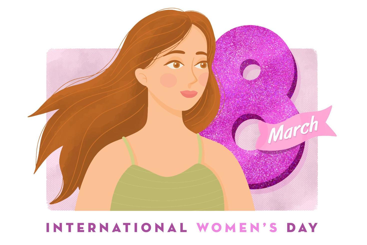 Girl near the number eight, International women's day. 8 march vector