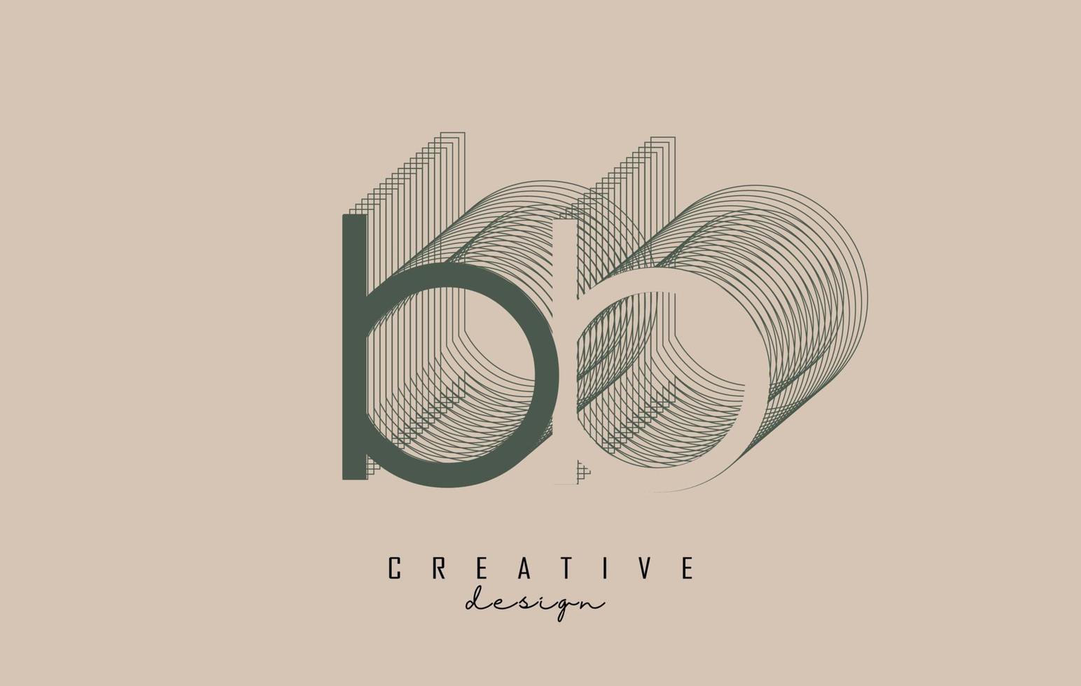 Wireframe BB Letter Logo Design in two colors. Creative vector illustration with wired, mirrored outline frame.