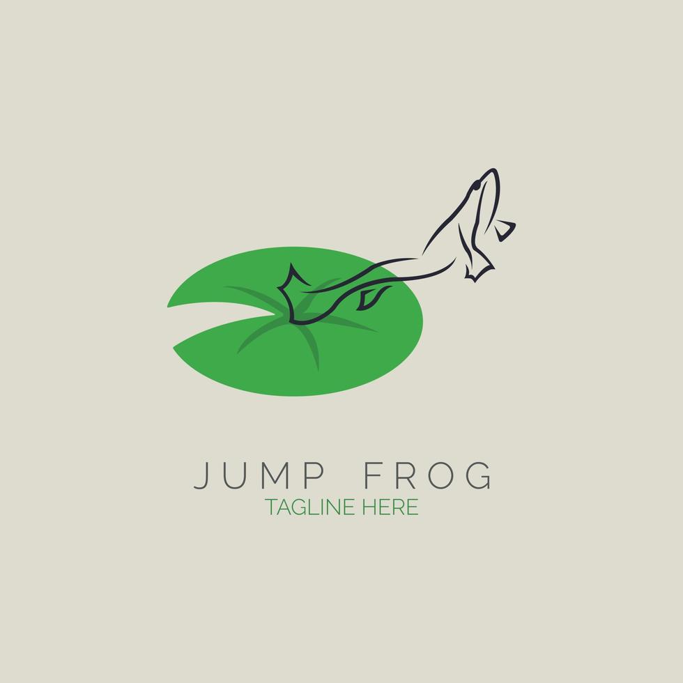 jumping frog line lotus leaf logo icon template design vector for brand or company and other