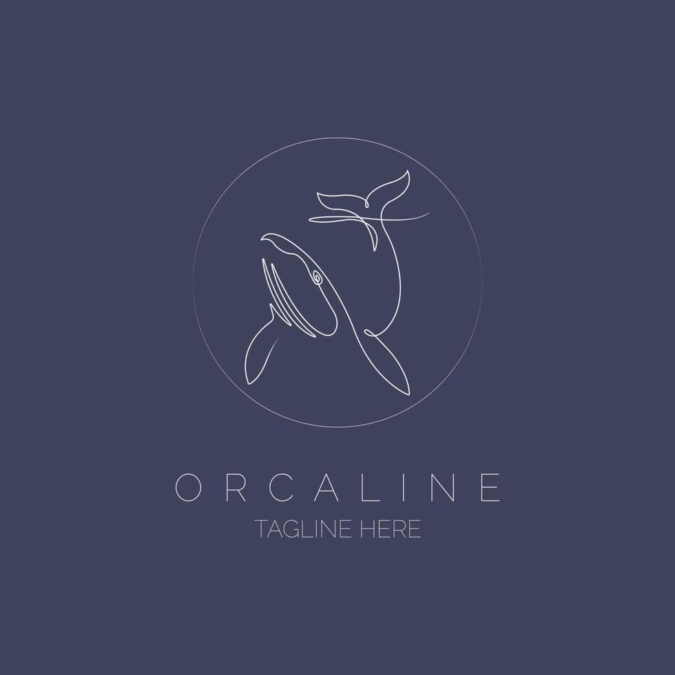 diseño de plantilla de estilo de línea de icono de logotipo de ballena orca para marca o empresa y otros vector