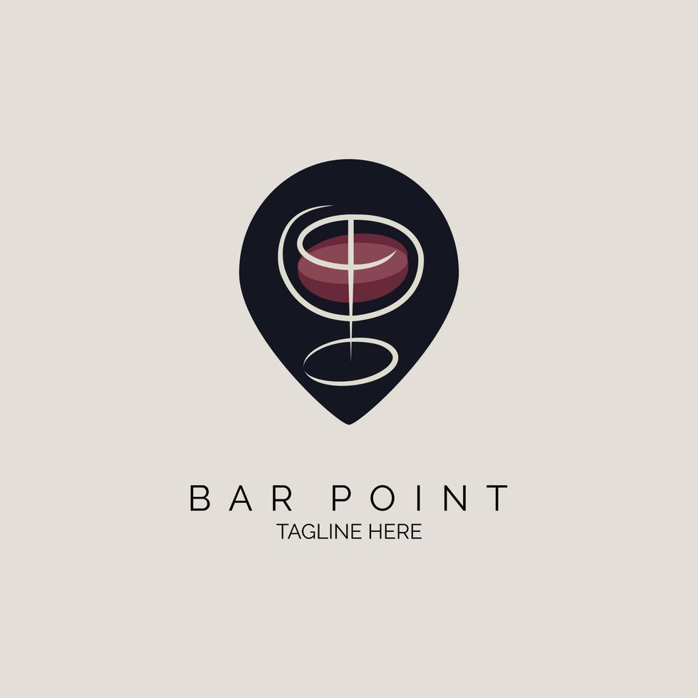 wine glass bar pin point logo design template for brand or company and other vector