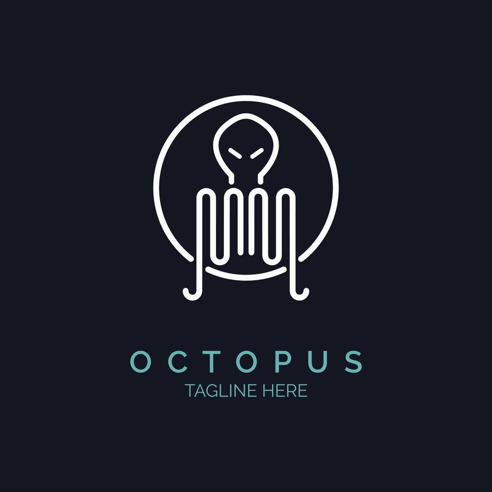 octopus squid logo line style design template for brand or company and other vector