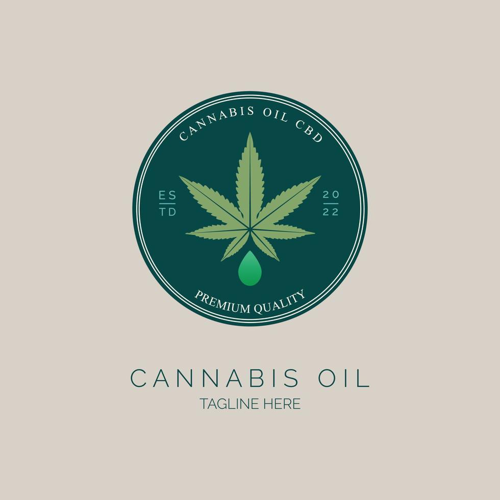 plantilla de diseño de logotipo de hoja de cáñamo cbd de aceite de cannabis para marca o empresa vector