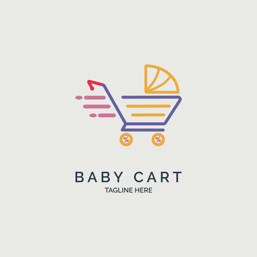 Baby stroller cart shop logo design template for brand or company and other vector