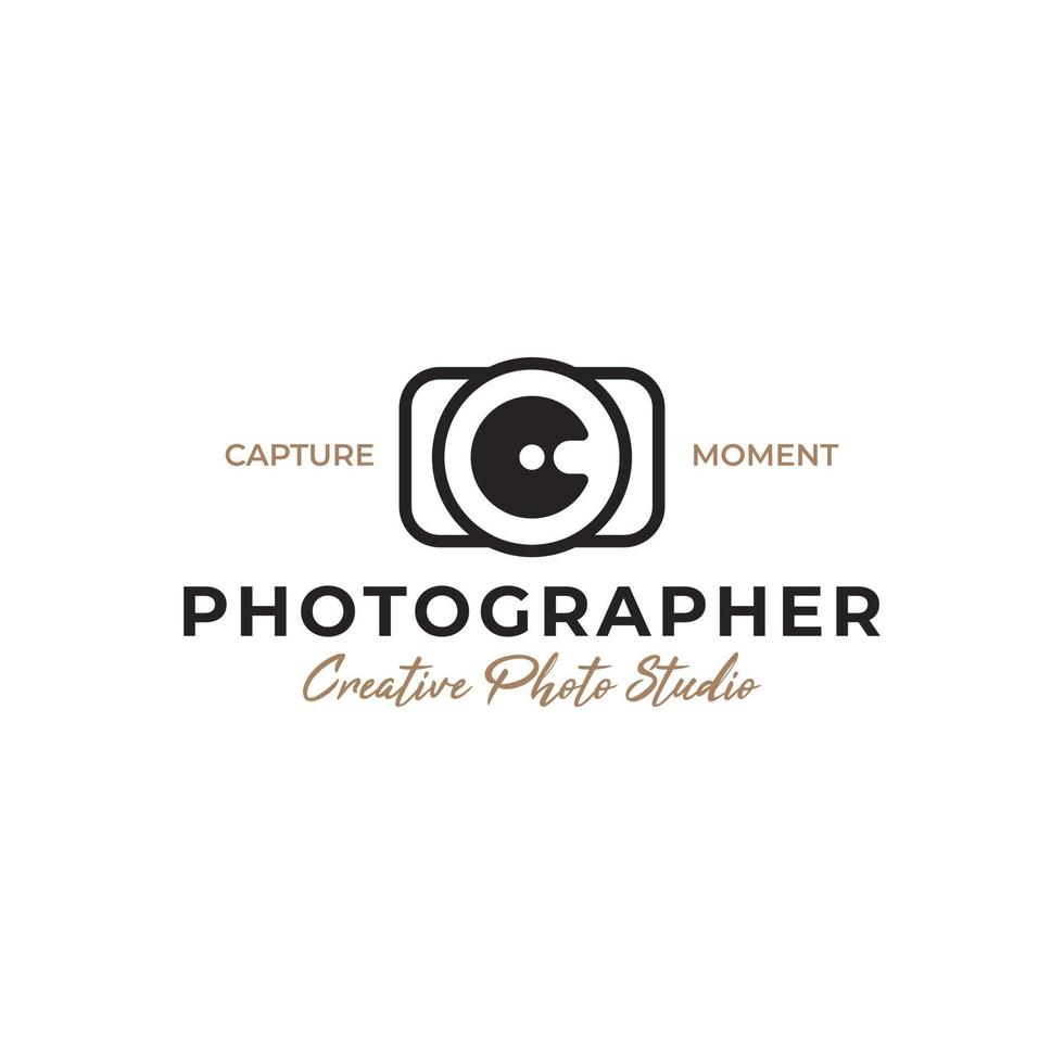 lente de cámara fotógrafo fotografía fotográfica logotipo icono vector plantilla