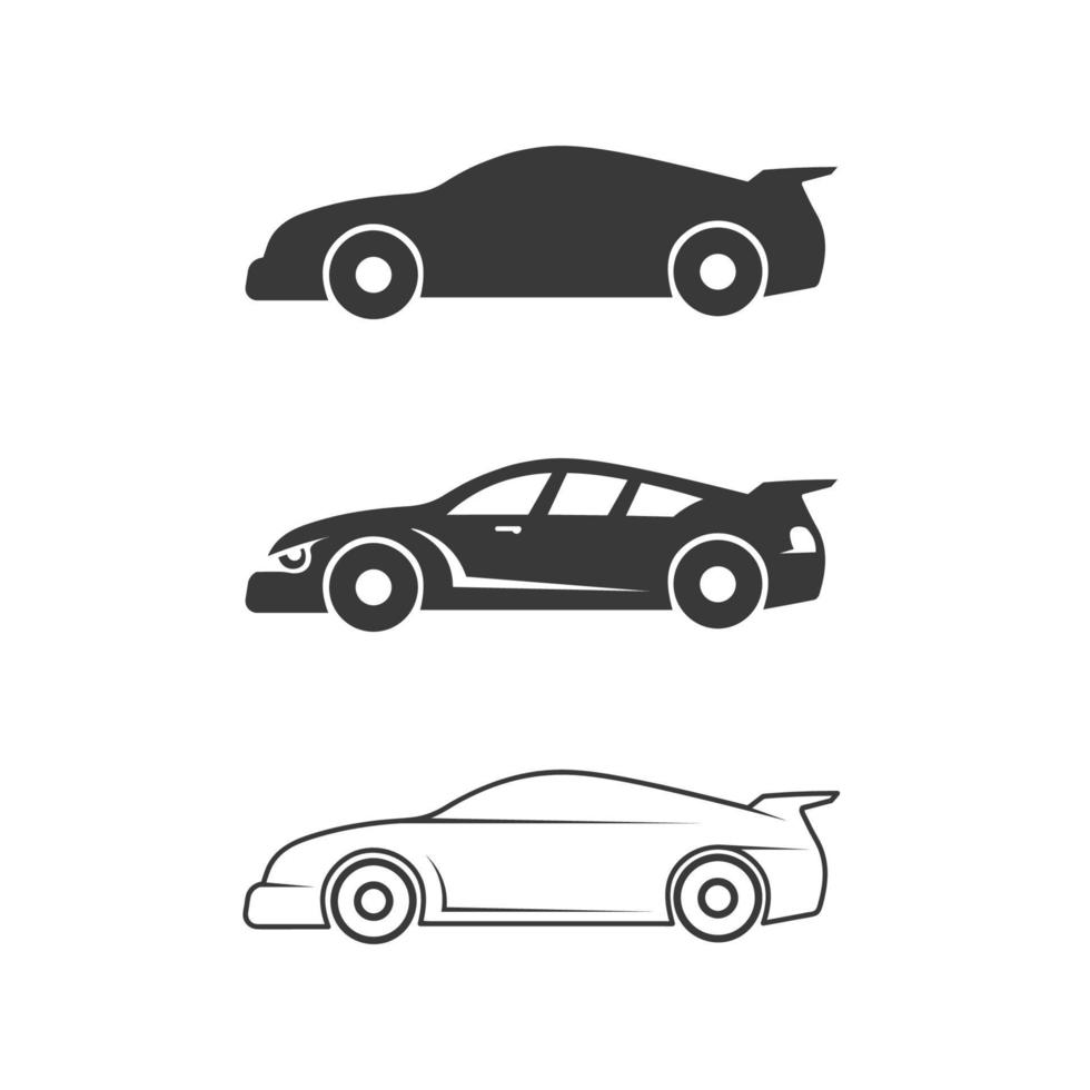 iconos de automóviles y automóviles con logotipo vectorial para camiones de viaje, autobuses y otros signos de vectores de transporte, ilustración de diseño