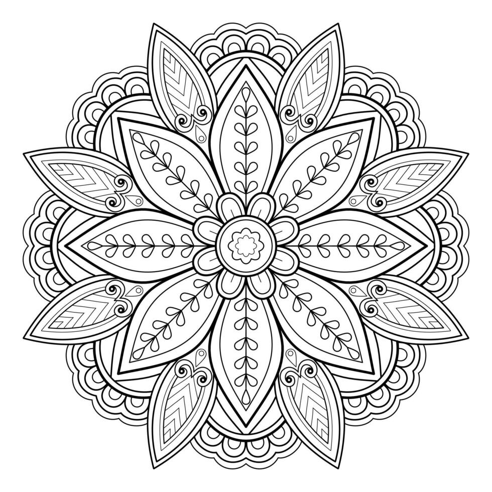 patrón de mandala abstracto vectorial. arte en la pared. patrón de encaje de libro para colorear el tatuaje. diseño para una camisa de pintura de papel pintado y diseño de pegatinas de azulejos, adorno de círculo decorativo en estilo étnico oriental vector