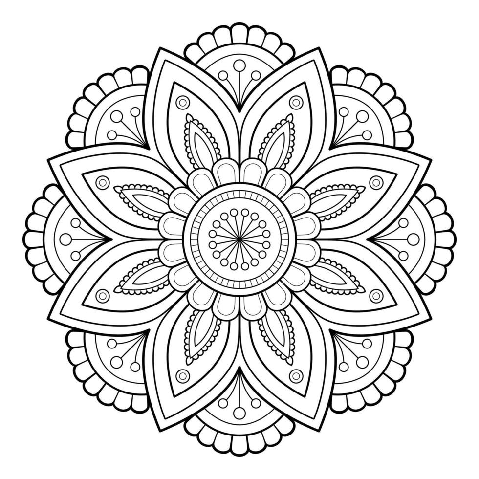 patrón de mandala abstracto vectorial. arte en la pared. patrón de encaje de libro para colorear el tatuaje. diseño para una camisa de pintura de papel pintado y diseño de pegatinas de azulejos, adorno de círculo decorativo en estilo étnico oriental vector