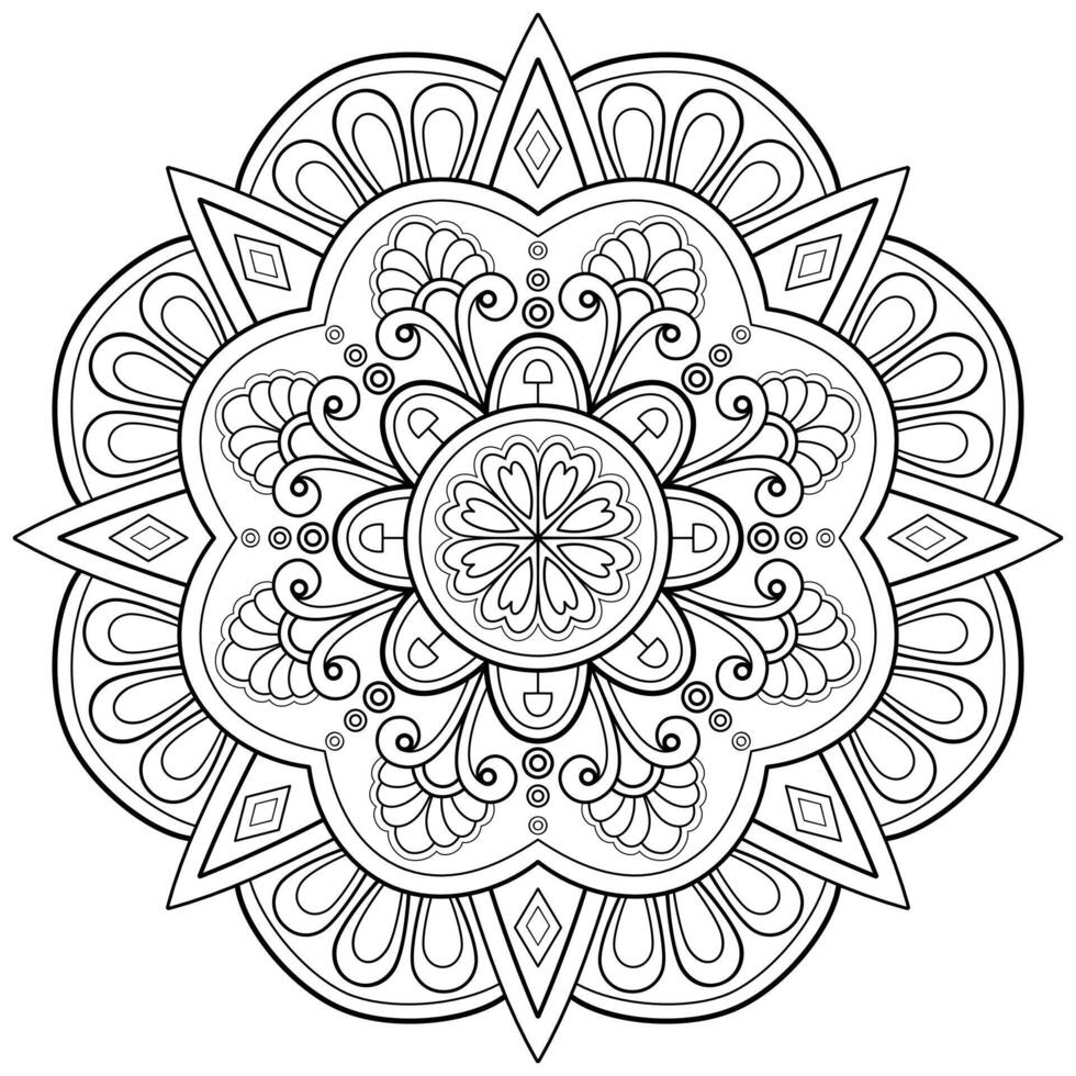 patrón de mandala abstracto vectorial. arte en la pared. patrón de encaje de libro para colorear el tatuaje. diseño para una camisa de pintura de papel pintado y diseño de pegatinas de azulejos, adorno de círculo decorativo en estilo étnico oriental vector