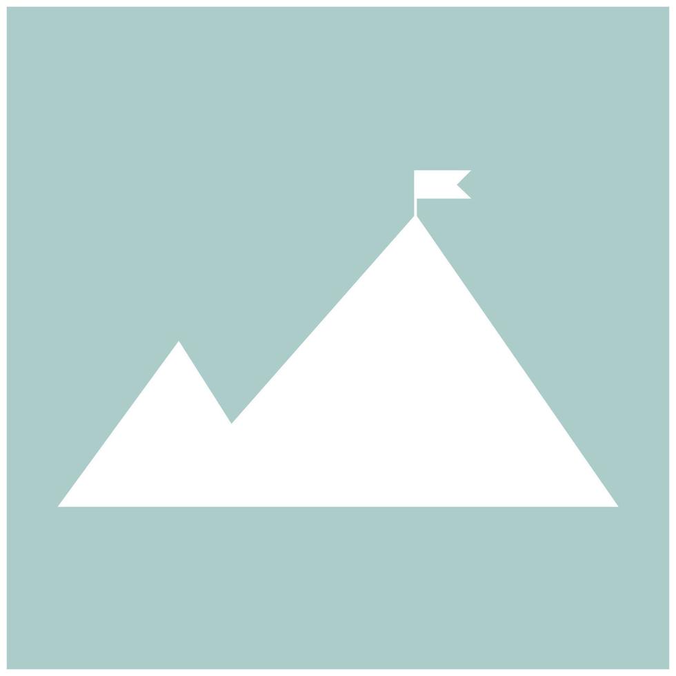 Mountains with a flag on top the white color icon vector