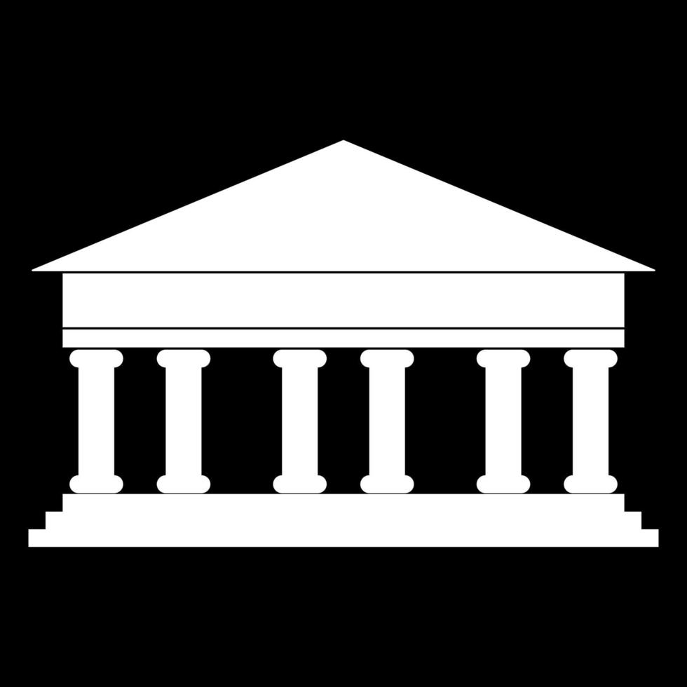 Bank building white icon vector