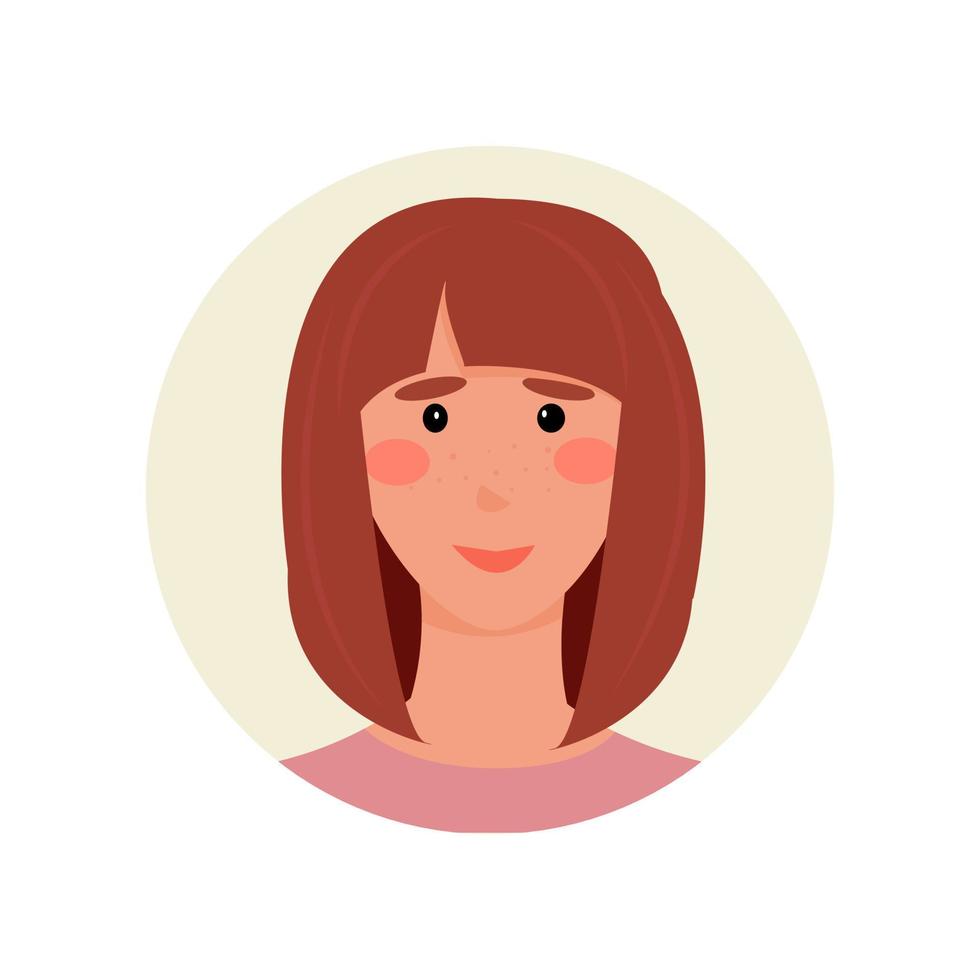 avatar chica de cabello castaño con peinado kare. insignia única para foros, correos electrónicos, chatbots, soporte. ilustración vectorial vector