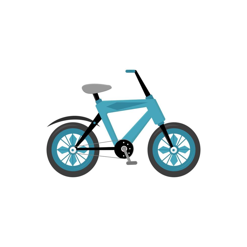 imagen aislada de una bicicleta azul adolescente de dos ruedas. elemento de diseño para libros infantiles, anuncios de bicicletas, carteles de normas de seguridad. ilustración vectorial plano vector