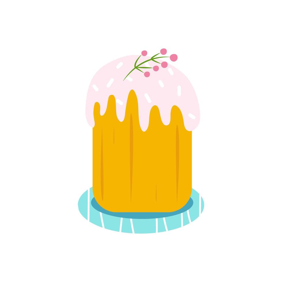 imagen aislada de pastel de Pascua en bandeja de plata. ilustración vectorial elemento de diseño de anuncio de horneado festivo vector