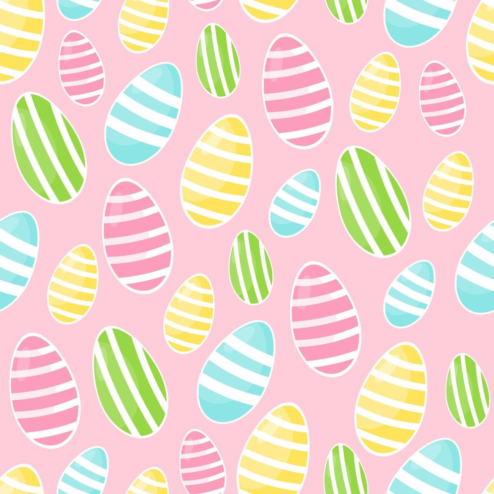 fondo rosa sin fin con huevos de Pascua de diferentes tamaños. impresión para tela, papel, envoltorio, postales. ilustración vectorial vector