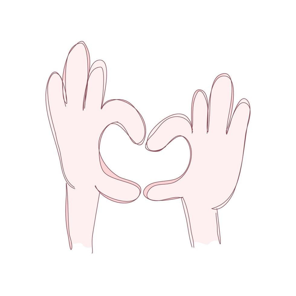 Hands making heart sign up over, Valentine's day, vector illustration.