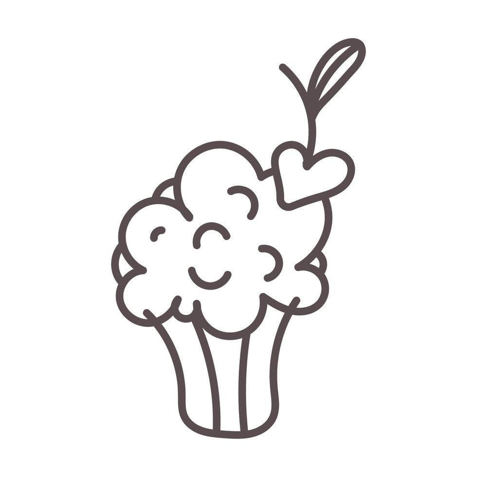 stiker cupcake con corazón para el diseño del día de san valentín. vector