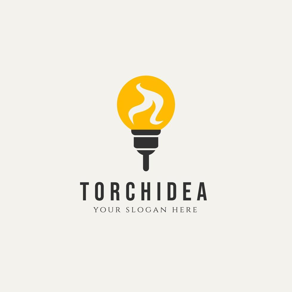 torch idea minimalist logo design illustration template. modern simple business logo concept vector