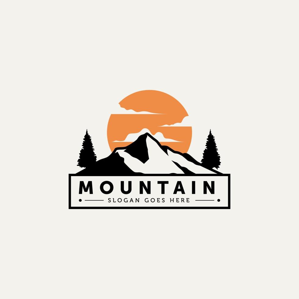 mountain logo vector design illustration template. vintage adventure travel logo concept