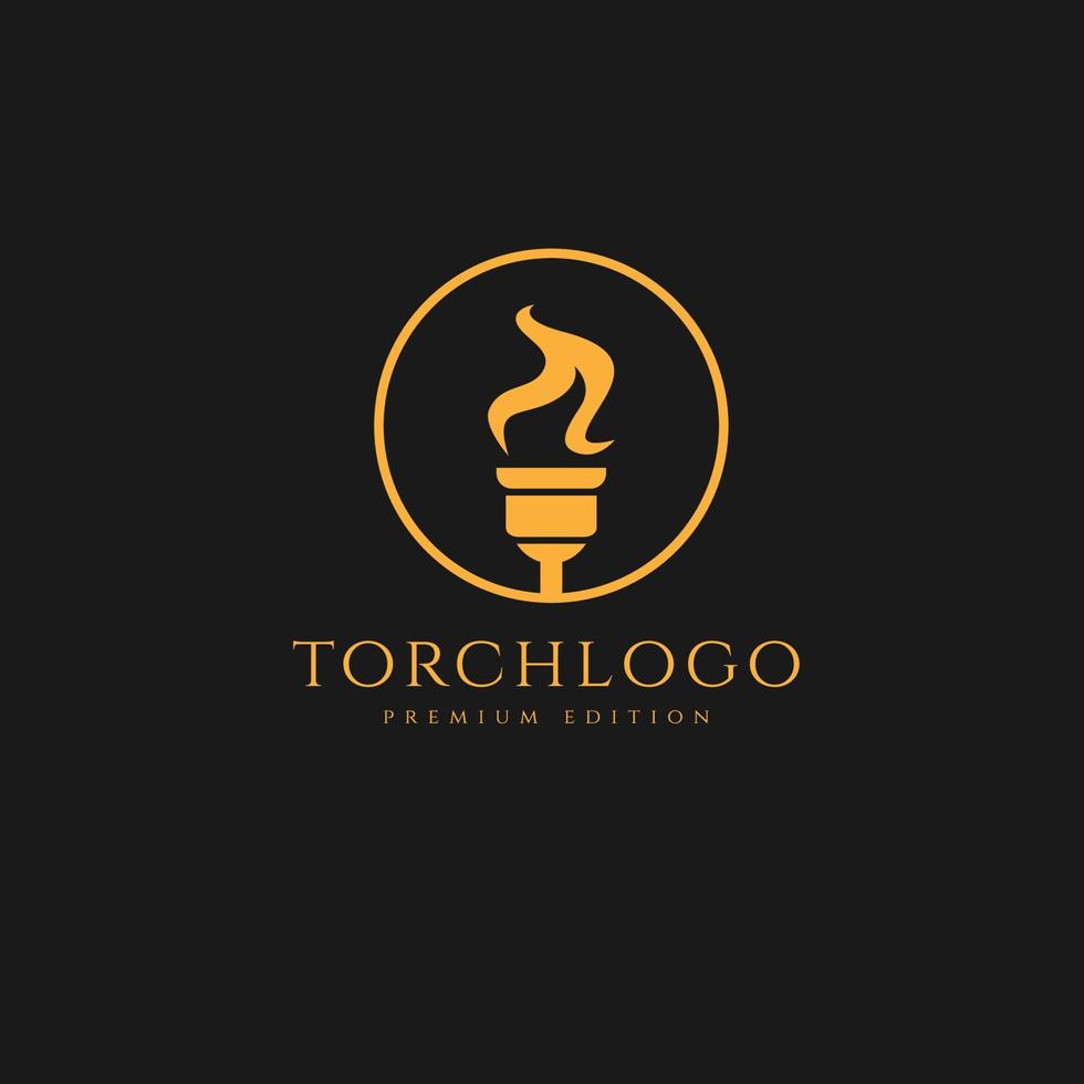 torch minimalist logo design illustration template. simple premium sport, spa logo concept vector