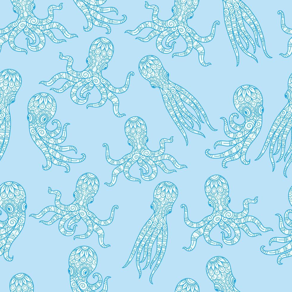 Octopus seamless pattern vector