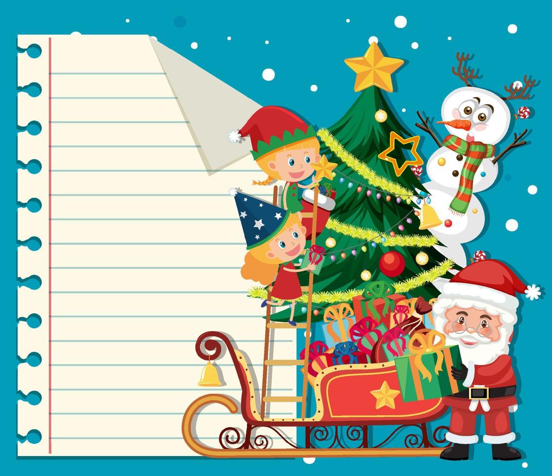 papel vacío en tema navideño con santa claus vector