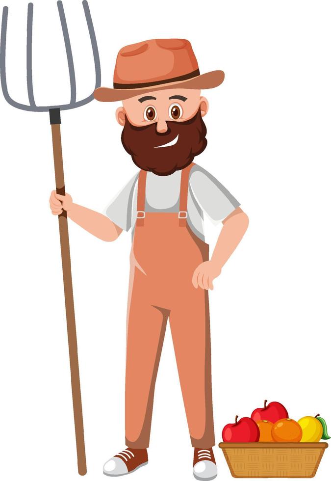 A farmer cartoon character on white background vector