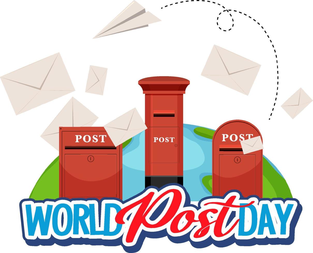 World Post Day banner with postboxes vector