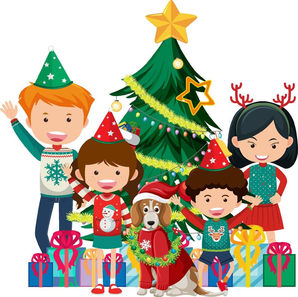 Happy family in Christmas theme vector