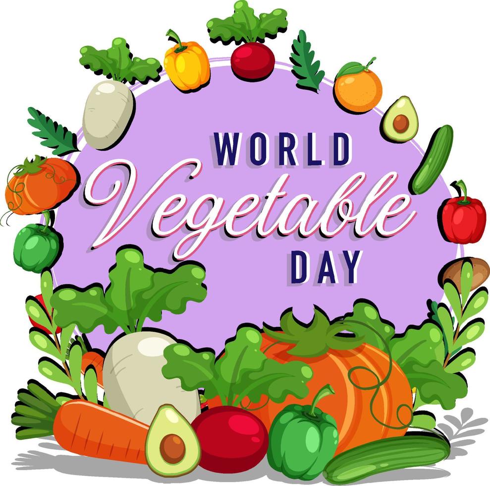 banner del día mundial de las verduras con verduras y frutas vector