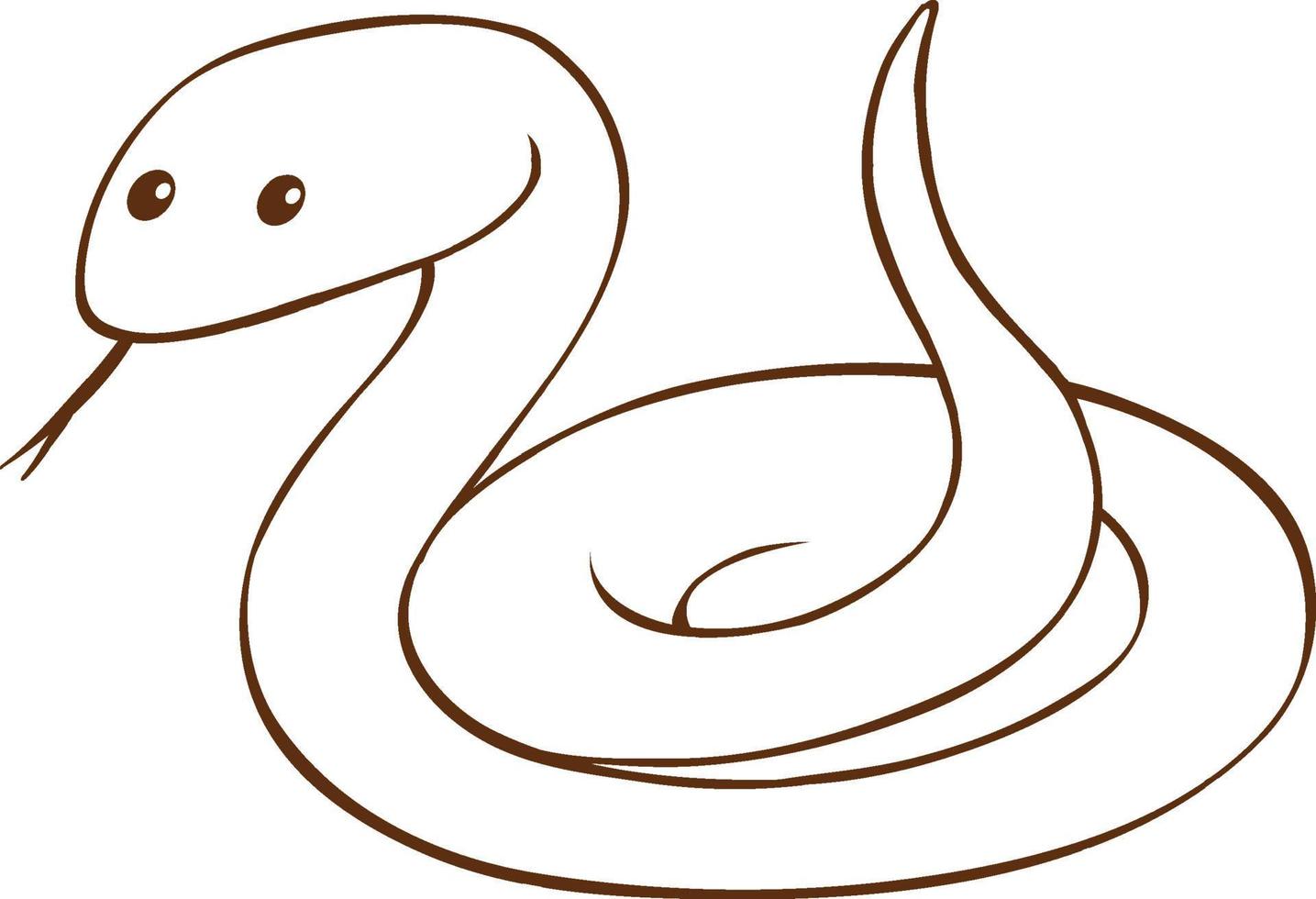 Snake in doodle simple style on white background vector