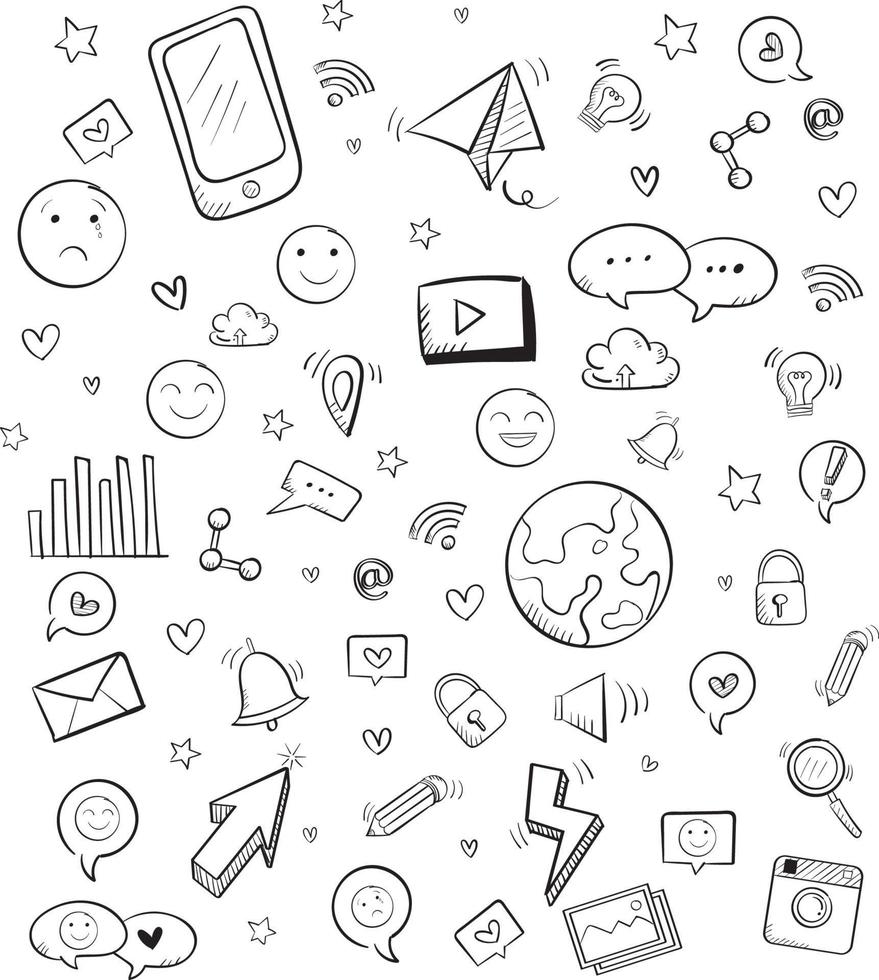 Hand drawn doodle icons set vector