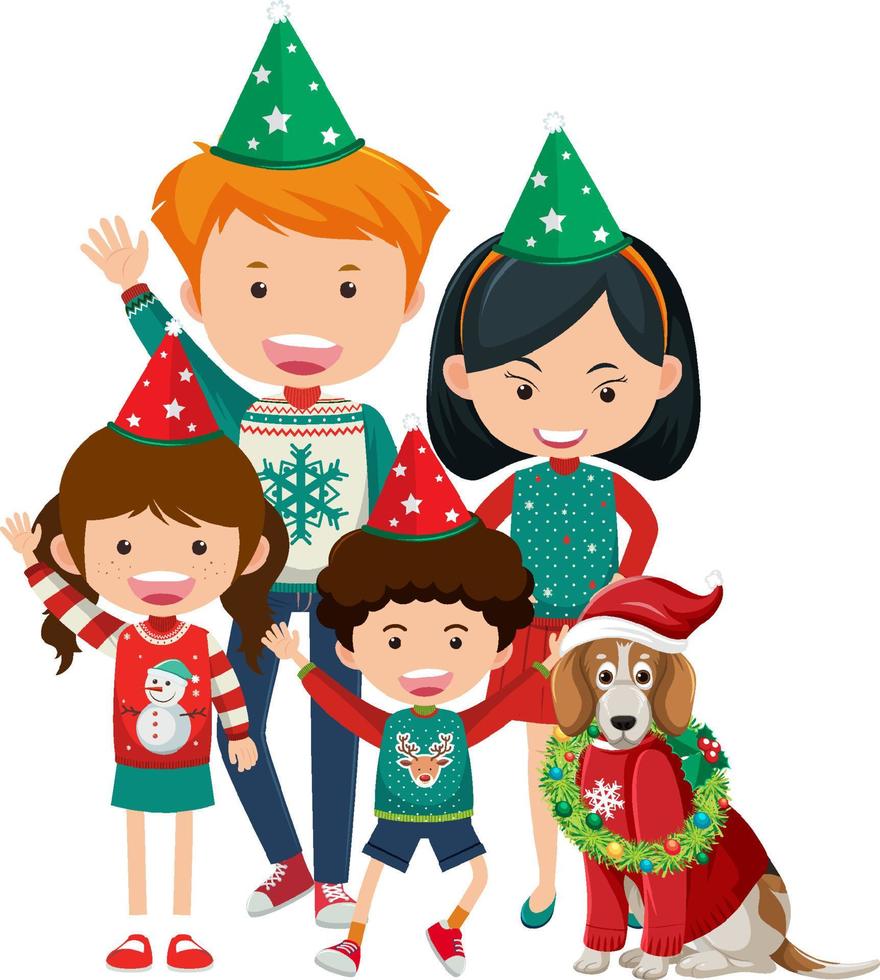 Happy family in Christmas theme vector