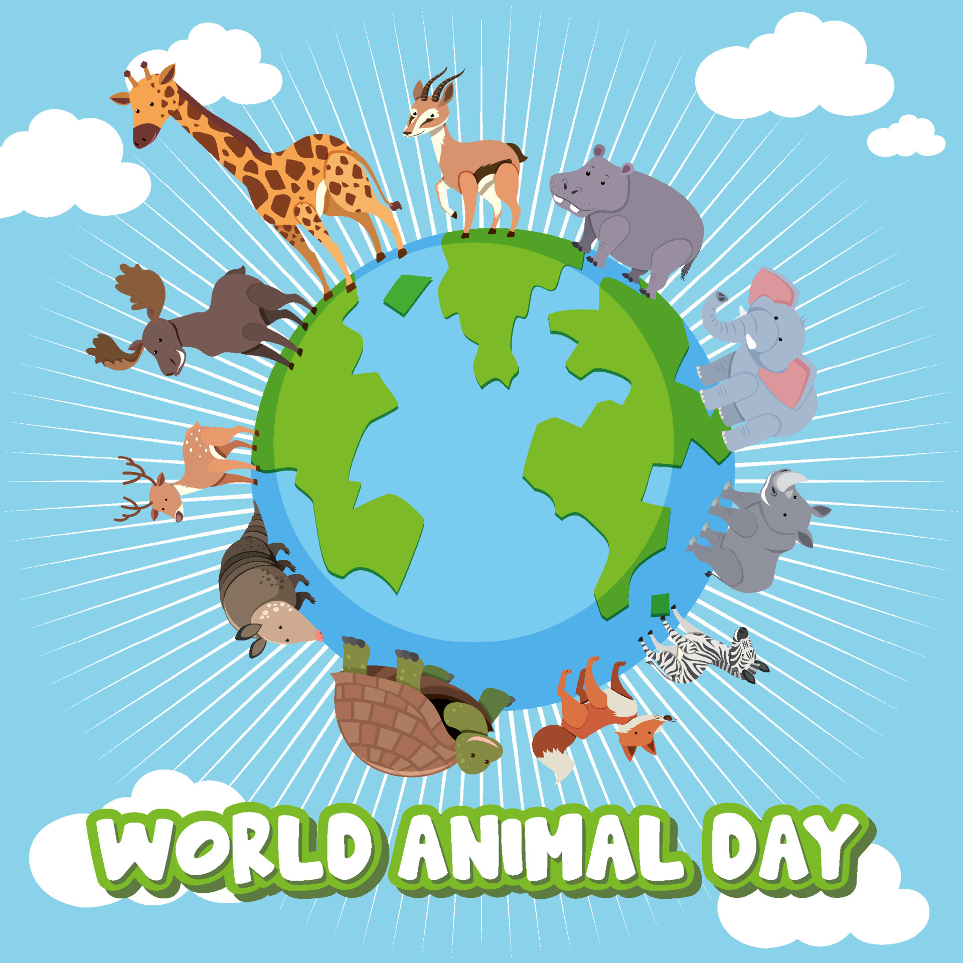 World Animal Day banner with wild animals standing on earth 5268871 Vector Art at Vecteezy World Animal Day banner with wild animals standing on earth 5268871 Vector Art at Vecteezy