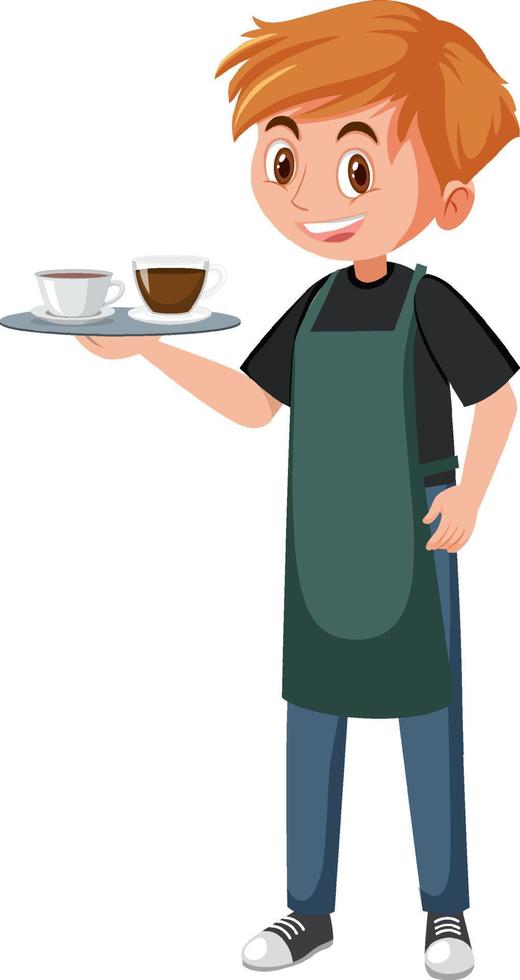 A coffee man cartoon character on white background vector