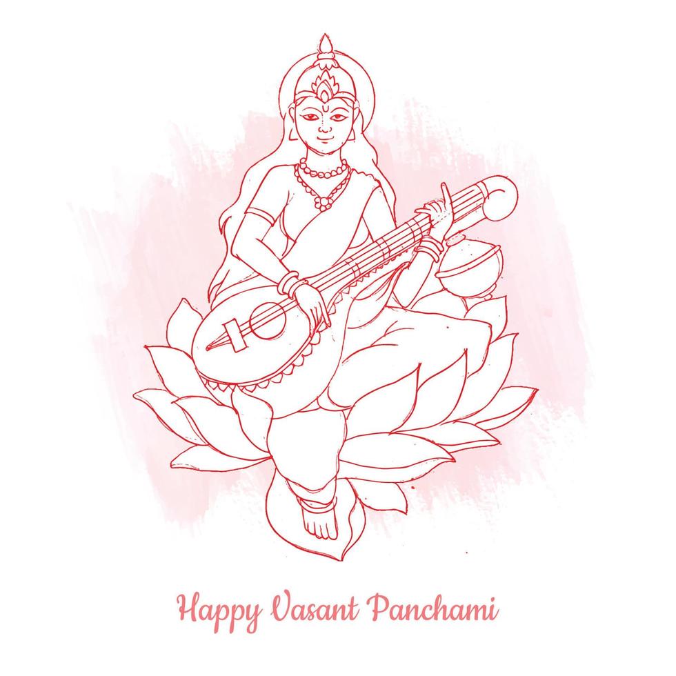 Hand draw vasant panchami card background vector