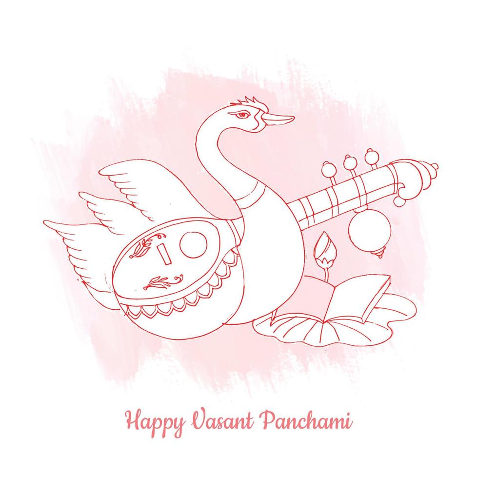 Hand draw vasant panchami card background vector