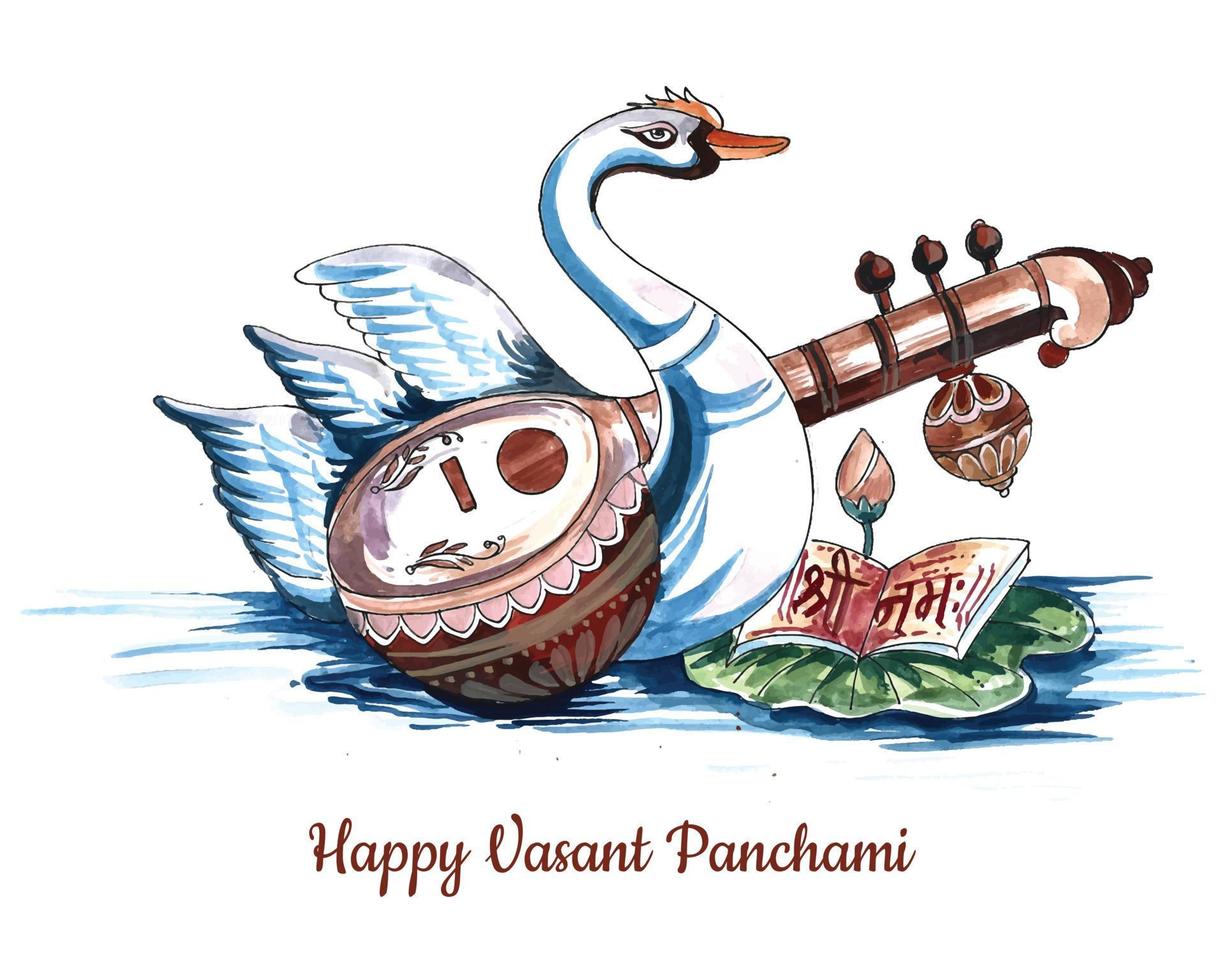 Beautiful indian festival vasant panchami card background vector