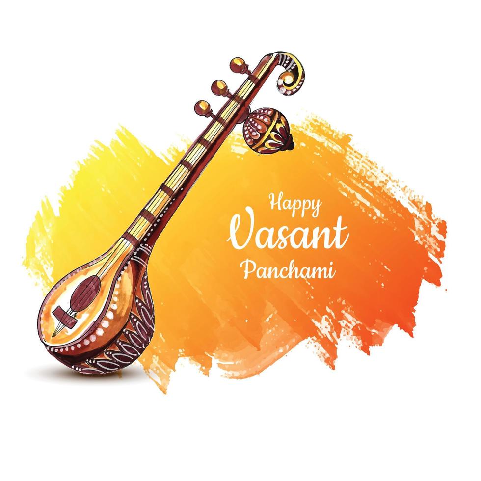 Happy vasant panchami celebration card background vector