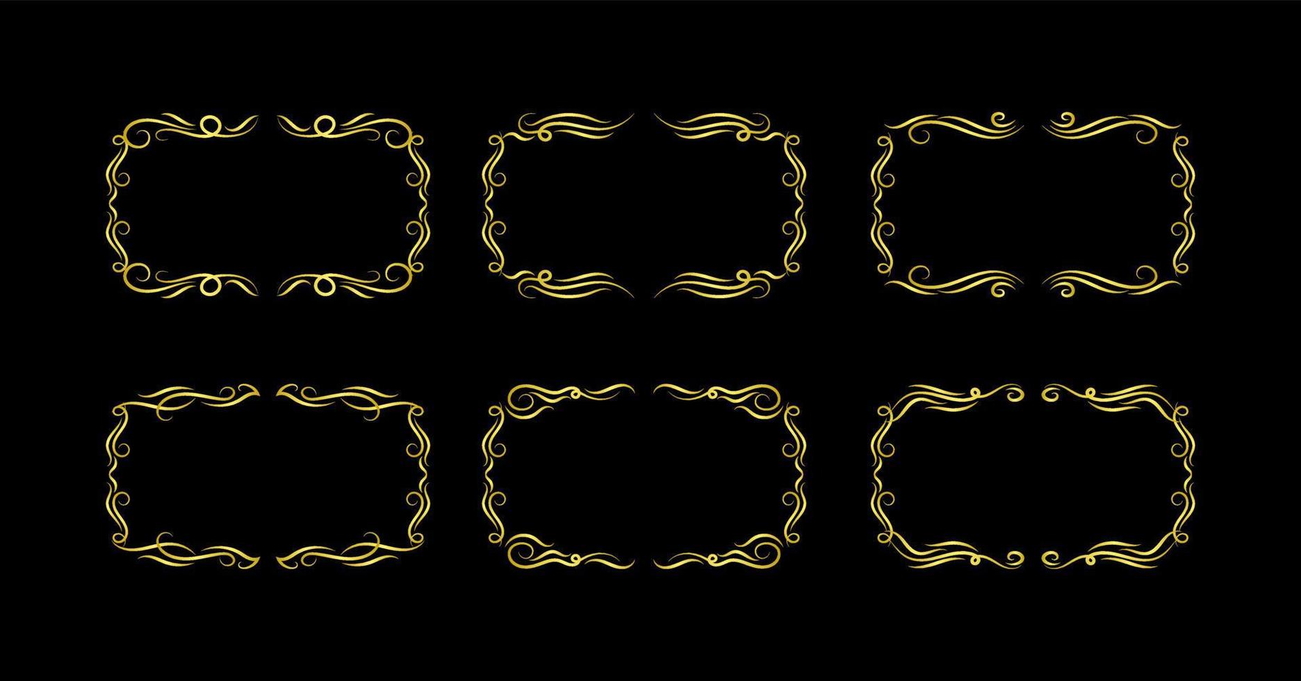 Gold Borders Elements Set Collection, ornament Vector