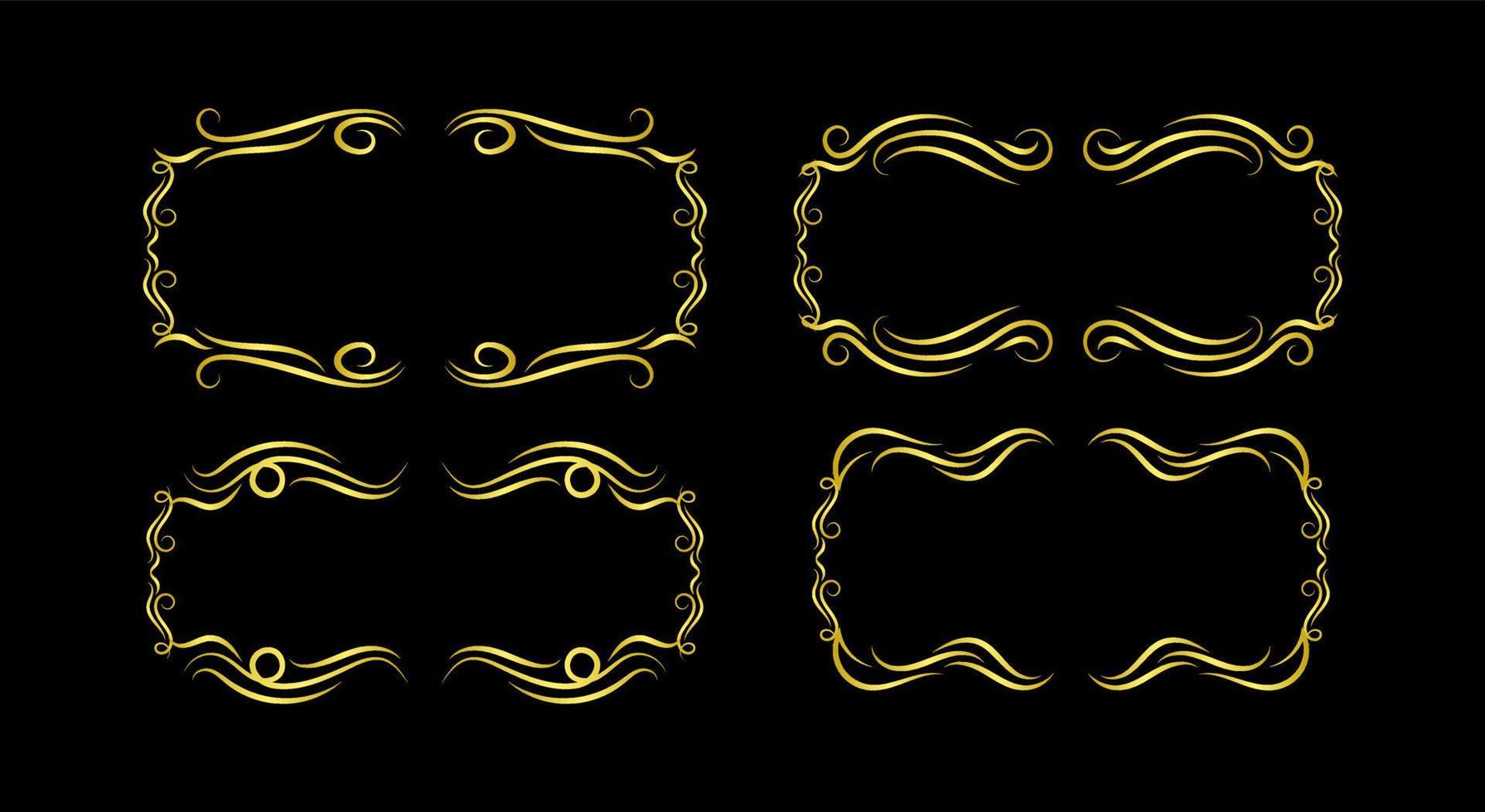 Gold Borders Elements Set Collection, ornament Vector