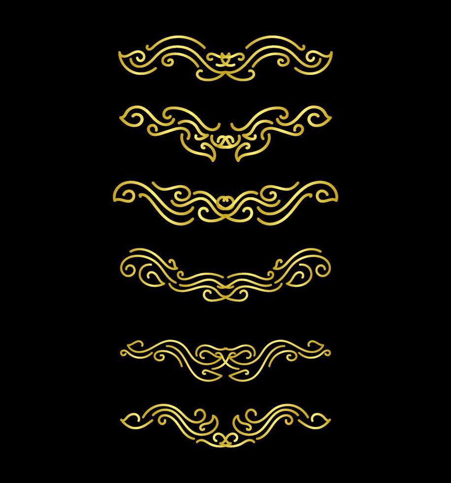 Gold Borders Elements Set Collection, ornament Vector