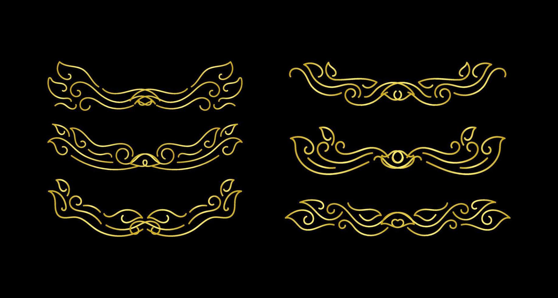 Gold Borders Elements Set Collection, ornament Vector