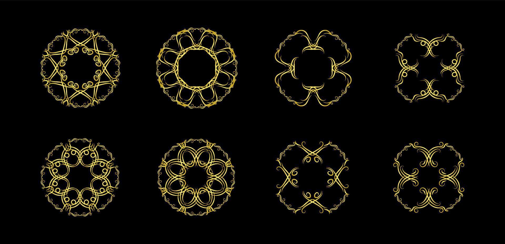 Gold Borders Elements Set Collection, ornament Vector