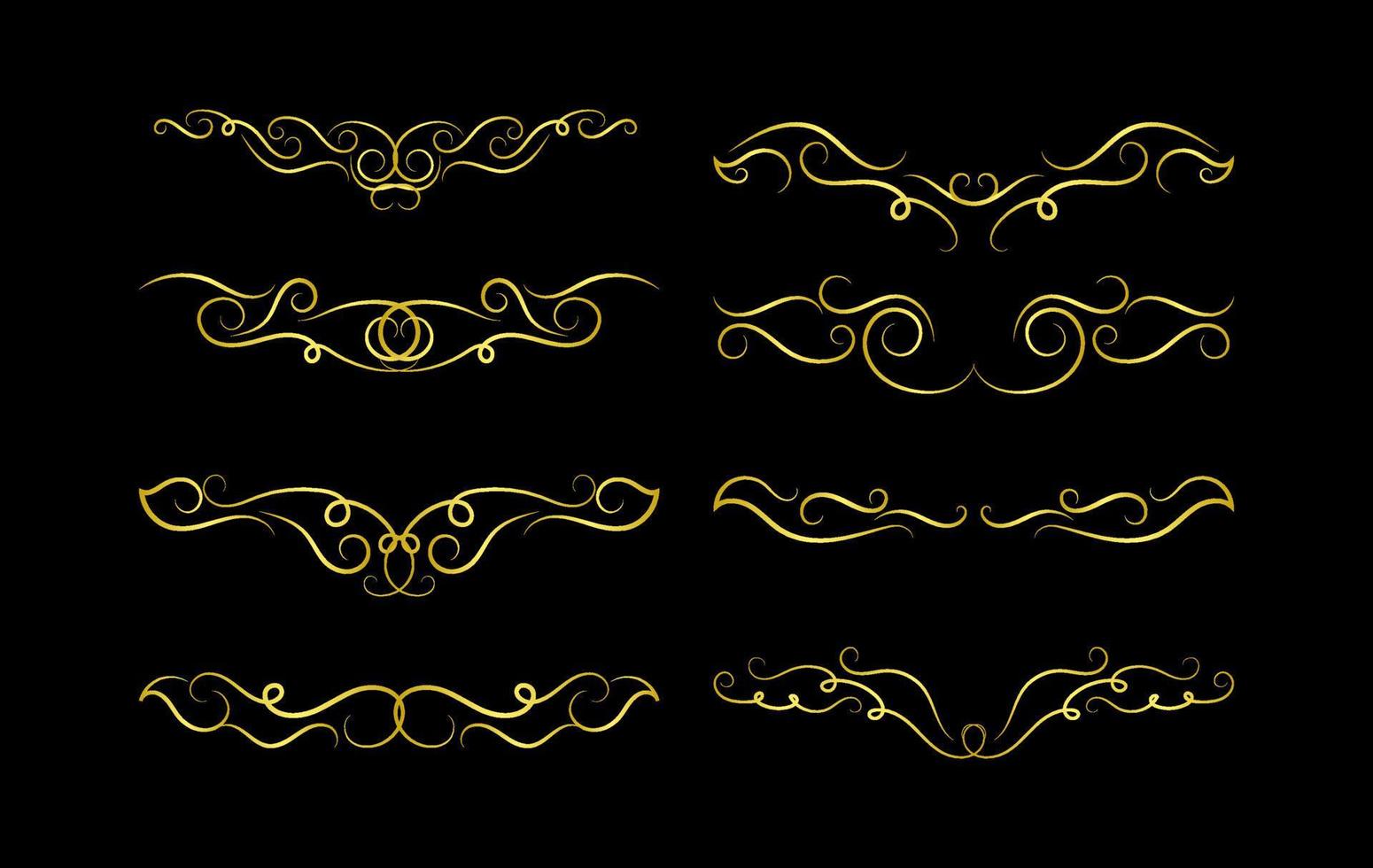 Gold Borders Elements Set Collection, ornament Vector